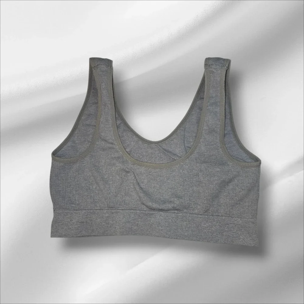 Jockey Generation Womens Gray Seamless V-Neck Bralette Size Small Ribbed Lounge